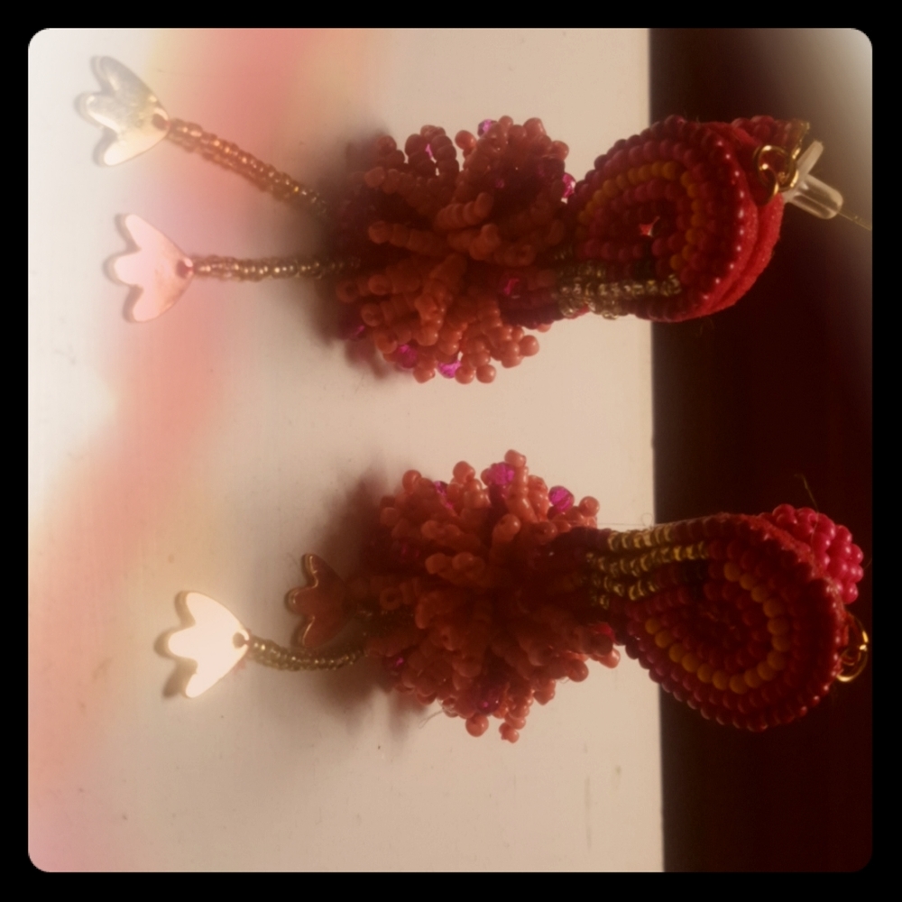 Beaded Flamingo Earrings